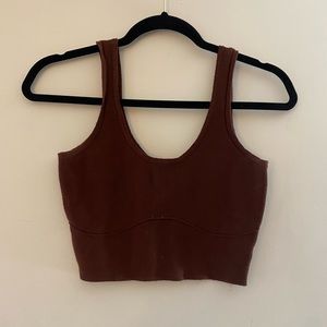COPY - KENDELL AND KYLIE PACSUN BROWN SOFT KNIT SIZE SMALL TANK TOP CROP TOP